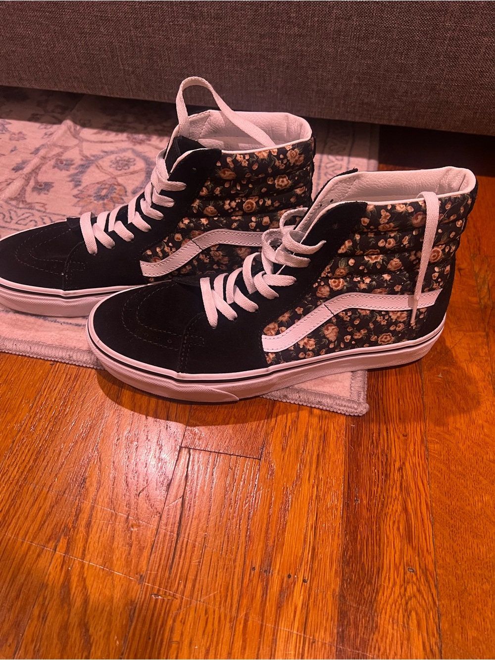 Vans High-Top Sneakers in Black with Floral Panels
